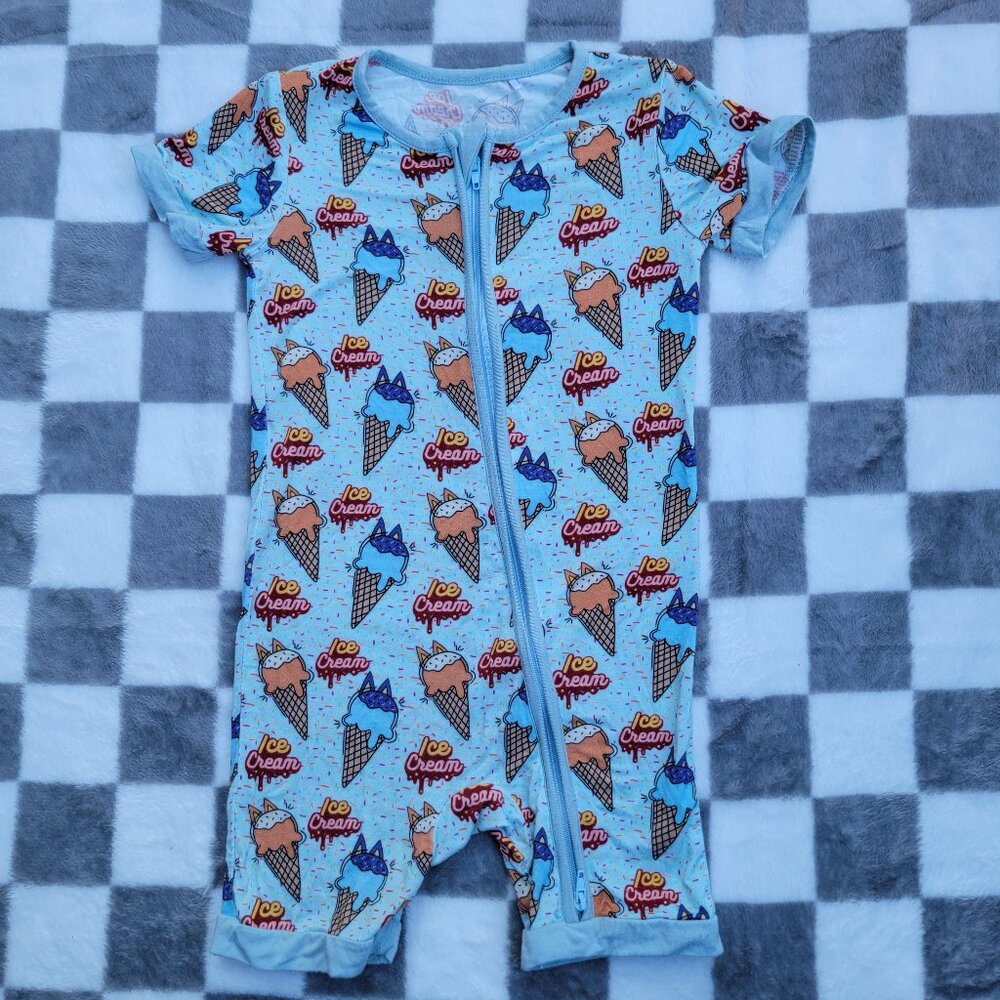 Miozing Bamboo Ice Cream Shorty Zip Romper Size 18-24m